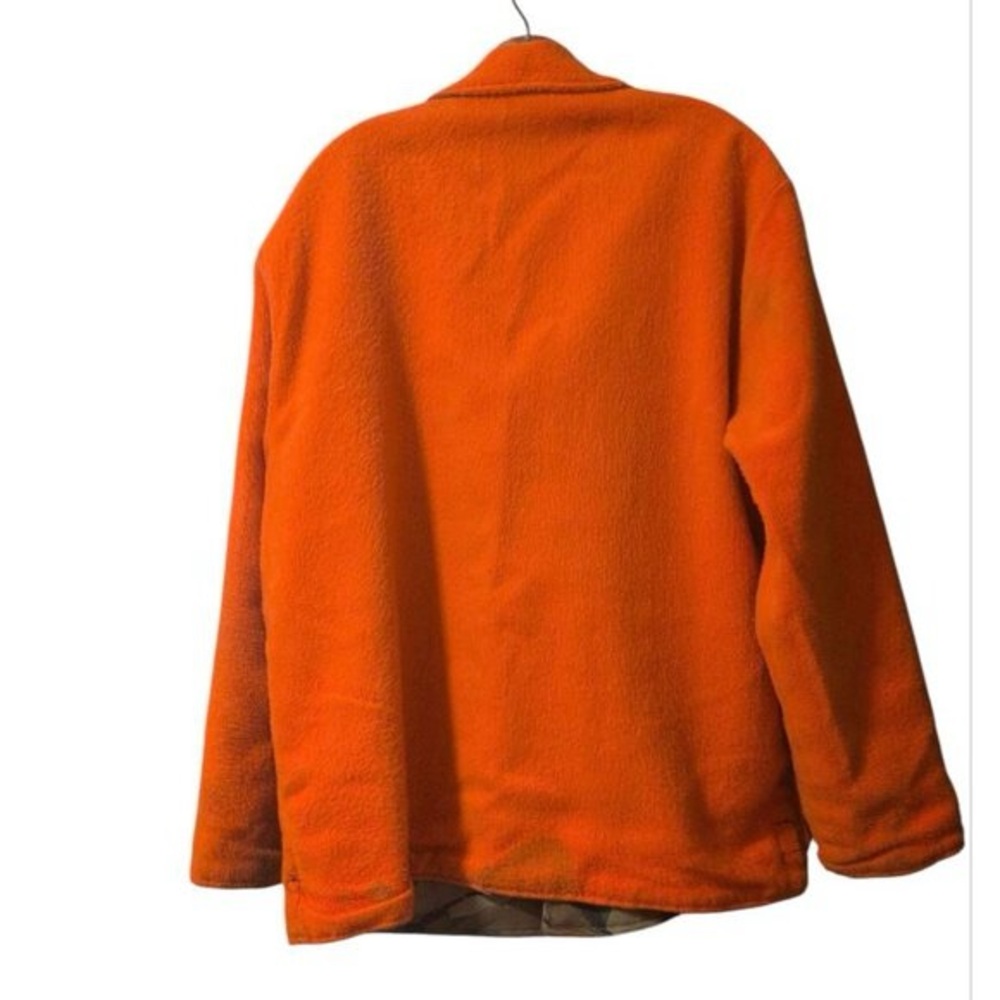 Vintage Camo Jacket Sports Hunting Orange Reversible Field Snap up Cargo Coat - Picture 3 of 7